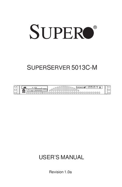 super SUPERSERVER 5013C-MManual - cover page