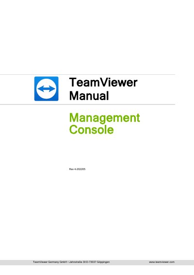 TeamViewer Management Console User Manual - cover page