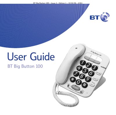 BT 100 Phone User Manual - cover page