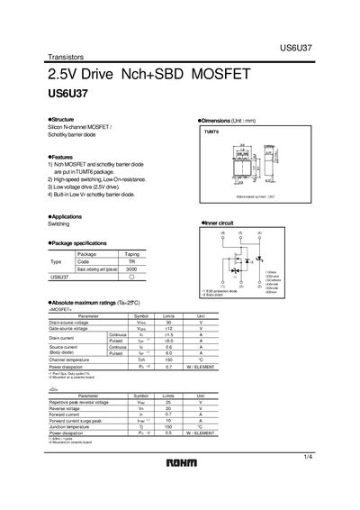 ROHM US6U37 Datasheet - cover page