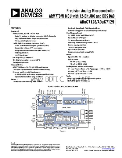 Analog Devices ADuC7128/ADuC7129 Datasheet - cover page