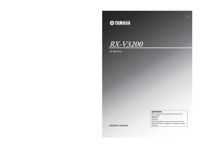 Yamaha RX-V3200 AV Receiver Owner's Manual - cover page
