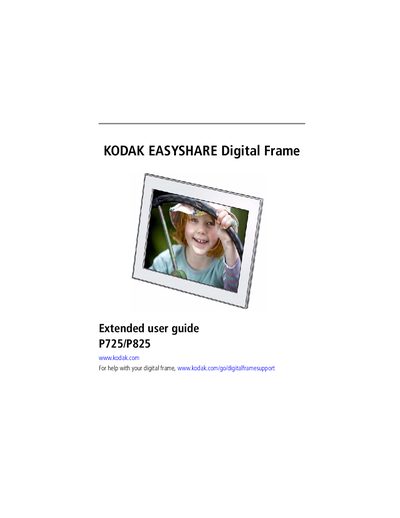 Kodak EasyShare Digital Frame P725/P825 User Manual - cover page