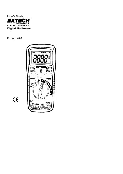 Extech 420 Autoranging Multimeter User's Guide - cover page