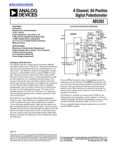 ANALOG DEVICES AD5203 handbook (1) - cover page