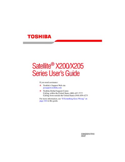 Toshiba Satellite X200/X205 Series User Guide - cover page