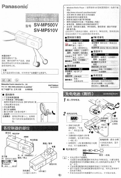 Panasonic SV-MP500V/MP510V User Manual - cover page