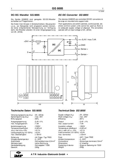 ATR GG8005 DC/DC Converter Datasheet - cover page