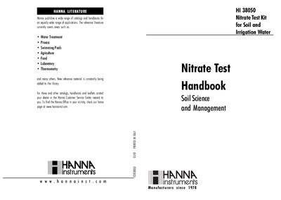 Hanna Instruments HI 38050 Nitrate Test Kit User Manual - cover page