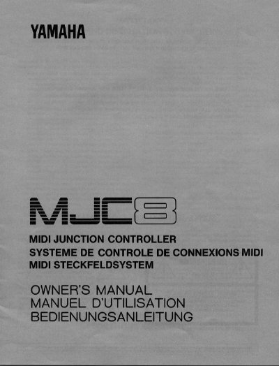 Yamaha MJC8 MIDI Junction Controller Owner's Manual - cover page