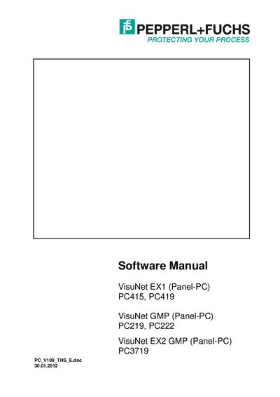 Pepperl+Fuchs VisuNet EX1/EX2/GMP PC Software Manual - cover page