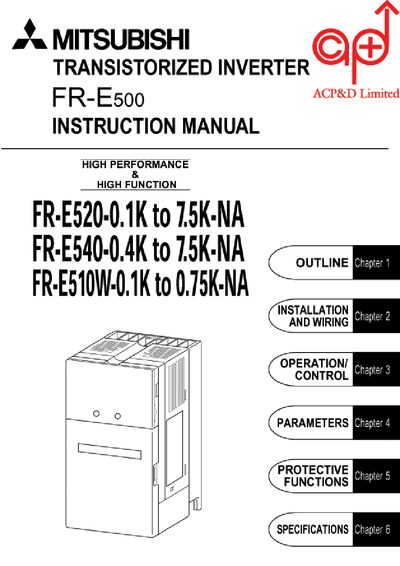 Mitsubishi FR-E500 Inverter Instruction Manual - cover page