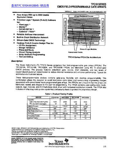 Texas Instruments TPC10 Series CMOS FPGA Datasheet