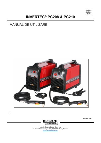 Lincoln Electric PC208 & PC210 Welding Power Source User Manual