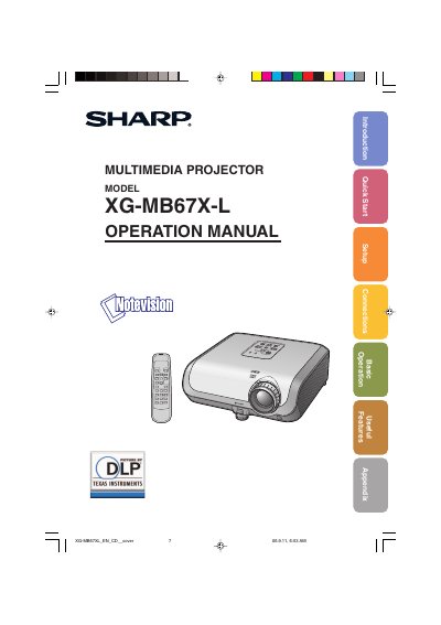 Sharp XG-MB67X-L Multimedia Projector Operation Manual