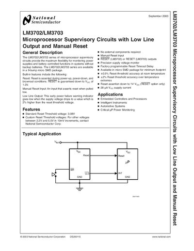 National LM3702/LM3703 Datasheet - cover page