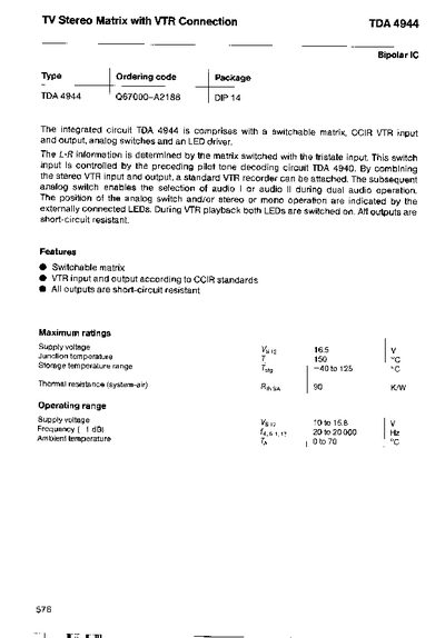 TDA 4944 Datasheet - cover page
