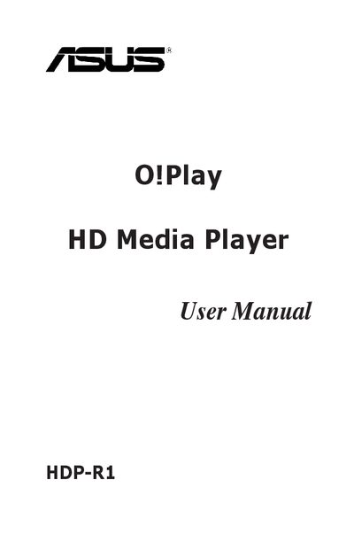 ASUS HDP-R1 HD Media Player User Manual - cover page