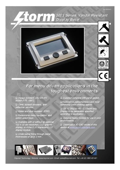 Storm Interface 5003 Series Vandal Resistant Display Bezel Installation Guide - cover page