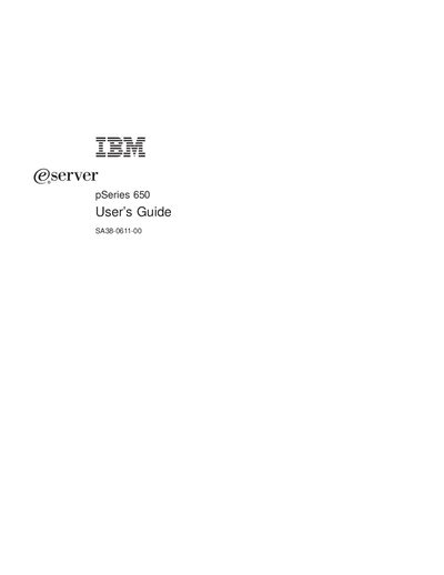 IBM pSeries 650 Server User’s Guide - cover page