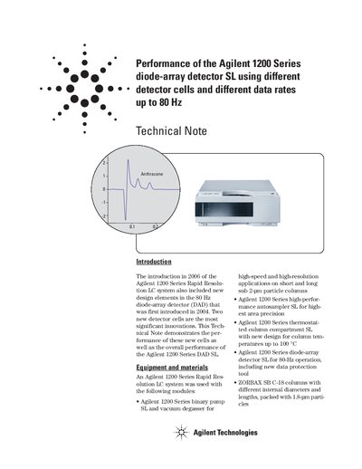 Agilent 1200 Series Diode-Array Detector SL Technical Note - cover page