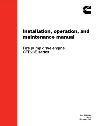 Cummins CFP23E Series Fire Pump Drive Engine Installation Operation and Maintenance Manual - cover page