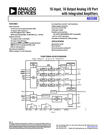 Analog Devices AD5590 Analog I/O Port Datasheet - cover page