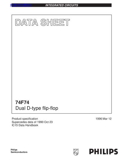 Philips 74F74 Dual D-type Flip-Flop Datasheet - cover page