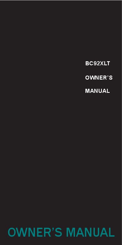 Uniden BC92XLT Scanner Owner's Manual - cover page