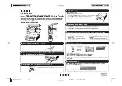 EIKI EIP-WX5000/WX5000L DLP Projector Quick Guide