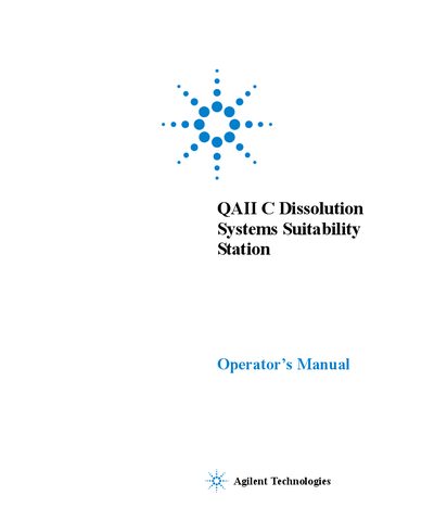 QAII C Dissolution Systems Suitability Station operating Person Manual - cover page