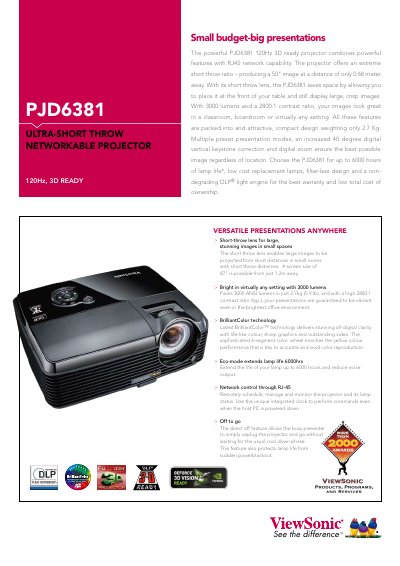 ViewSonic PJD6381 User Guide - cover page