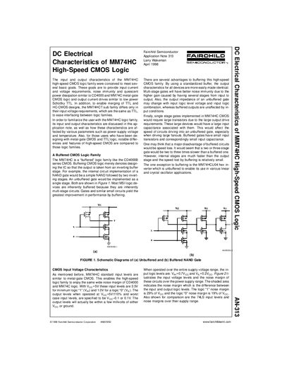 Fairchild MM74HC High-Speed CMOS Logic Application Note – DC Electrical Characteristics - cover page