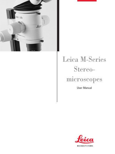 Leica M-Series Stereo Microscopes User Manual - cover page