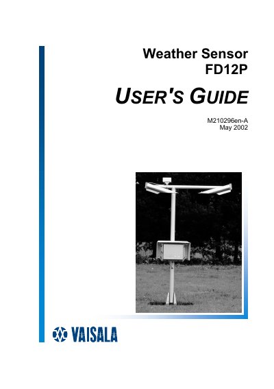 Vaisala FD12P Weather Sensor User Manual - cover page