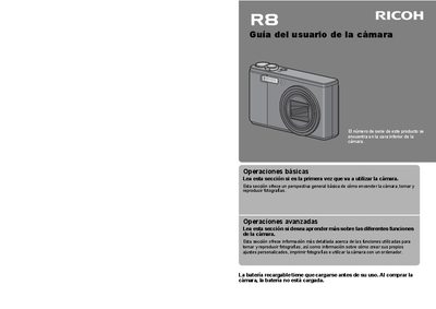 Ricoh R8 Digital Camera User Guide - cover page