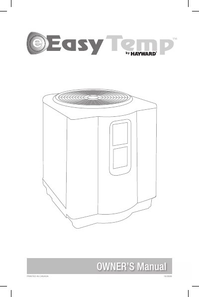Hayward EASY TEMP Pool Heat Pump Owner's Manual - cover page