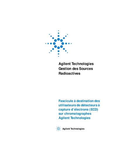 Agilent Electron Capture Detector (ECD) User Guide - cover page