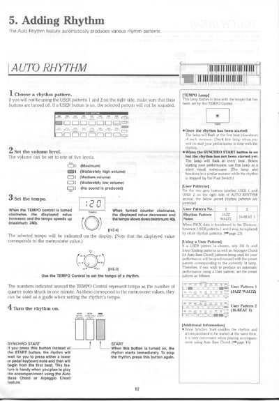 Yamaha HS-5 Electone Adding Rhythm User Manual - cover page