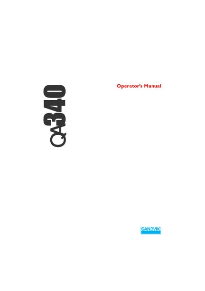 Sandvik QA340 Screener Operator's Manual - cover page