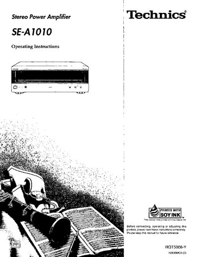 Technics SE-A1010 Stereo Power Amplifier Operating Instructions - cover page