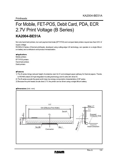 ROHM KA2004-BE51A Thermal Printhead Handbook - cover page