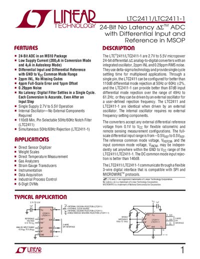 Linear Technology LTC2411/LTC2411-1 Datasheet - cover page
