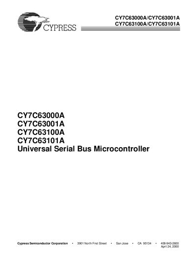 Cypress CY7C63000A/CY7C63001A/CY7C63100A/CY7C63101A USB Microcontroller User Manual
