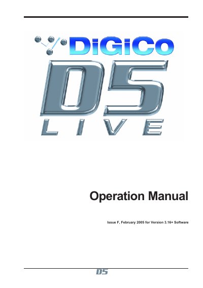 DiGiCo D5 Version 4 Software Supplement - cover page