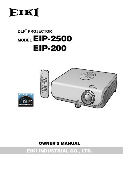 EIKI EIP-2500/EIP-200 Projector Owner's Manual