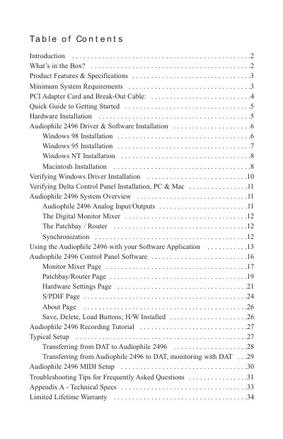 M-Audio Audiophile 2496 User Manual - cover page