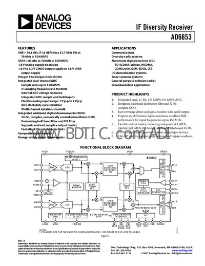 Analog Devices AD6653 Datasheet - cover page