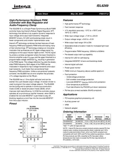 Intersil ISL6269 Datasheet - cover page