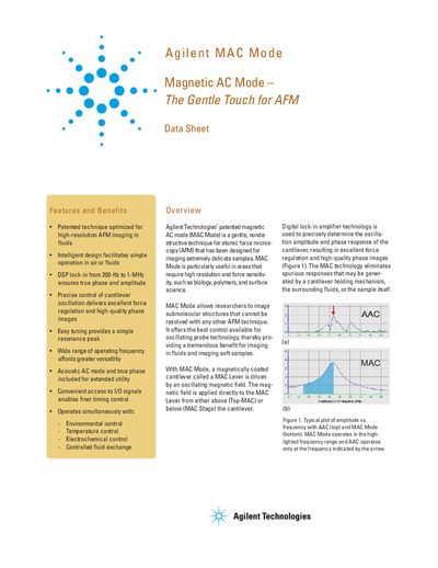 Agilent MAC Mode Magnetic AC Mode AFM Data Sheet - cover page